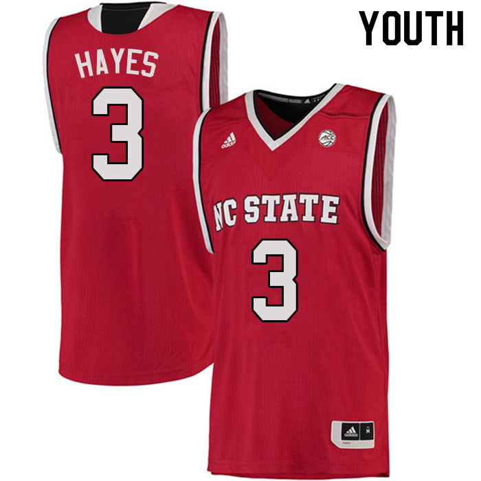 Youth #3 Cam Hayes NC State Wolfpack College Basketball Jerseys Sale-Red